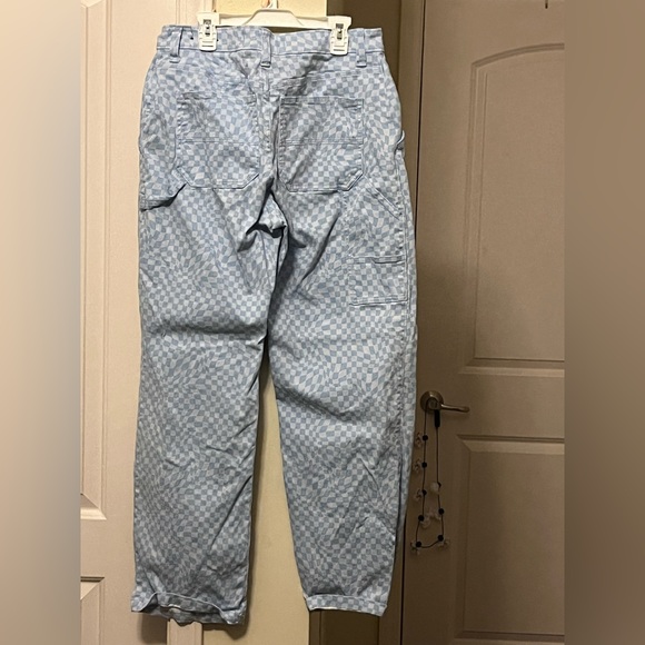 Hollister Blue and Purple High Rise Checked Straight Leg Dad Jeans - Picture 3 of 3